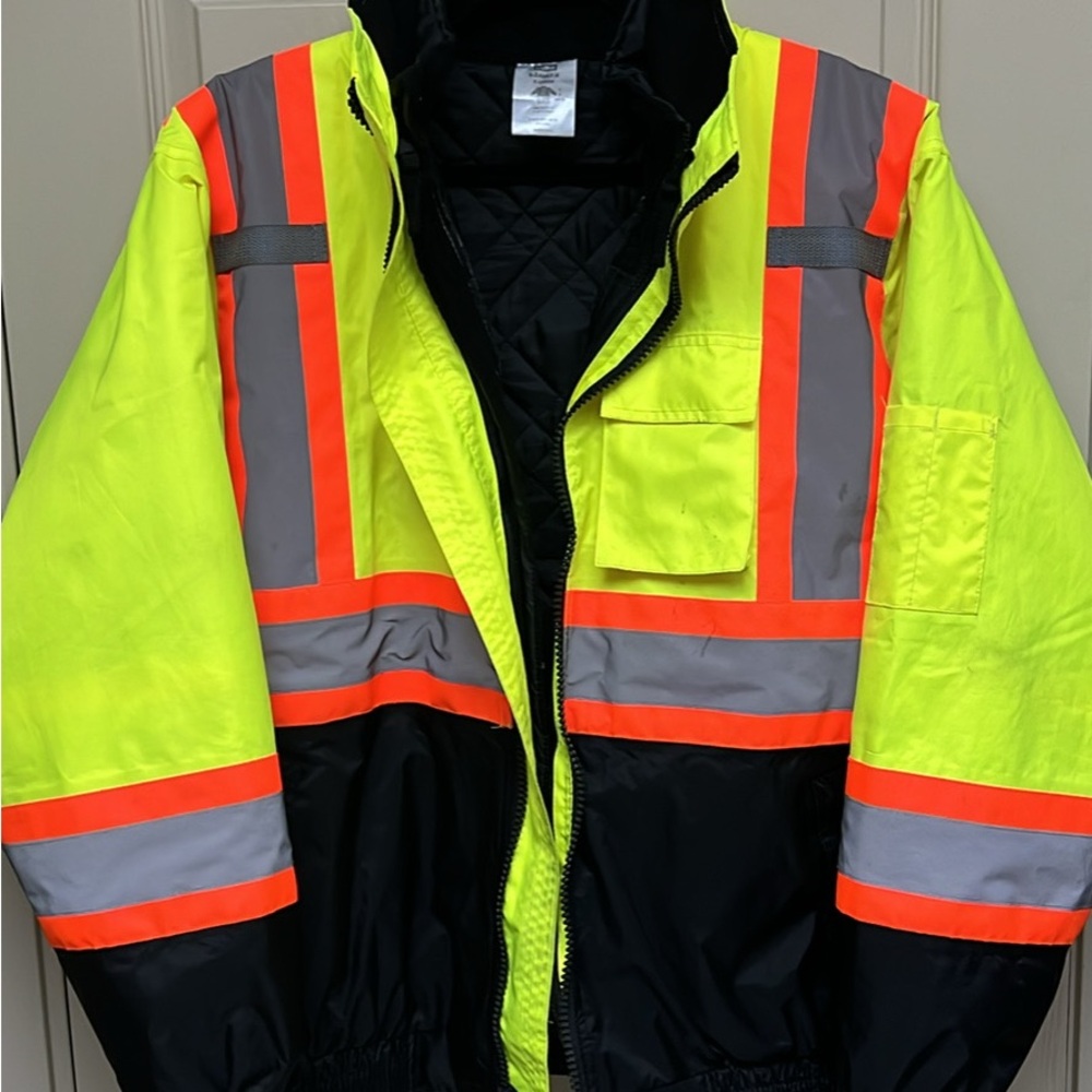 High-Visibility Yellow and Black Safety Jacket